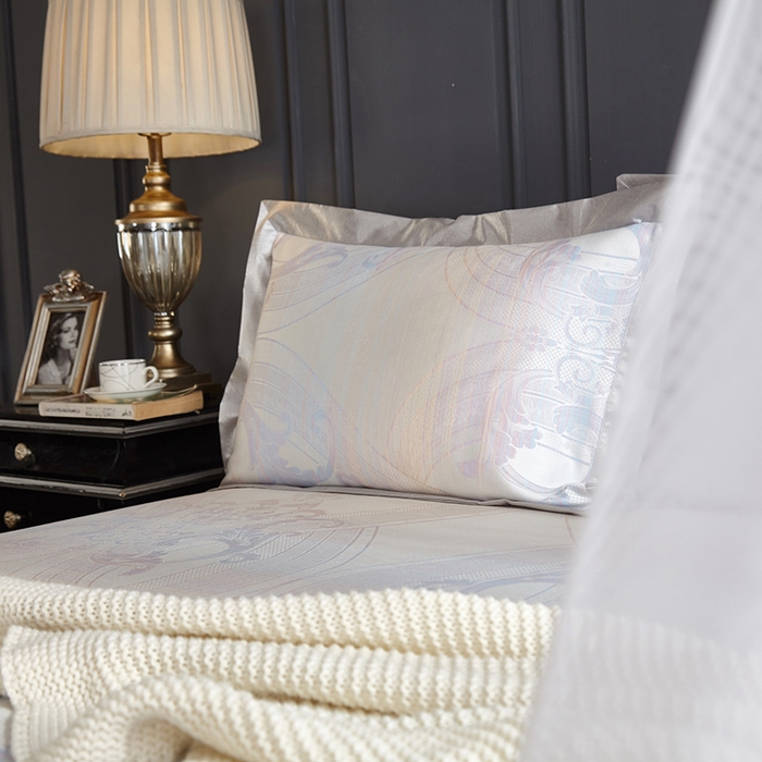 91家纺网 家纺一手货源 找家纺 威克凯丽 2025新款重磅七彩大提花纯竹纤维软凉席三件套 柏尔曼