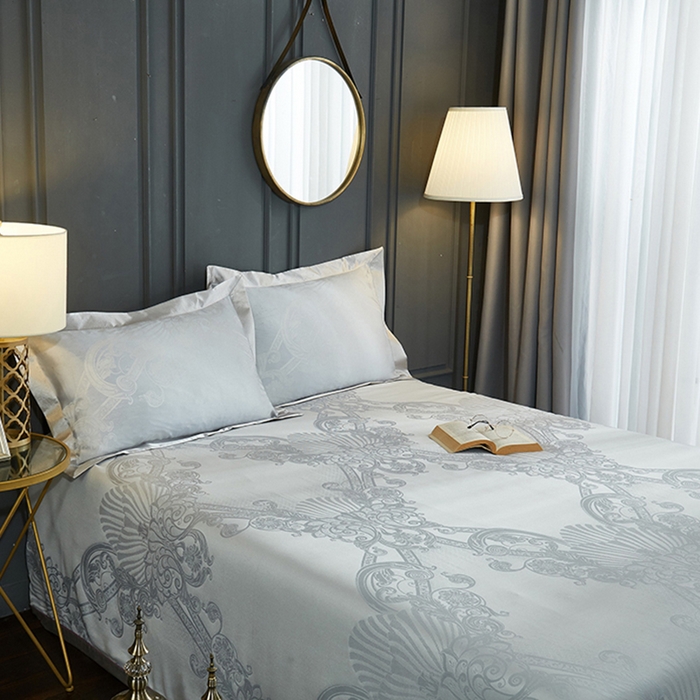 91家纺网 家纺一手货源 找家纺 威克凯丽 2025新款重磅七彩大提花纯竹纤维软凉席三件套 弗洛森