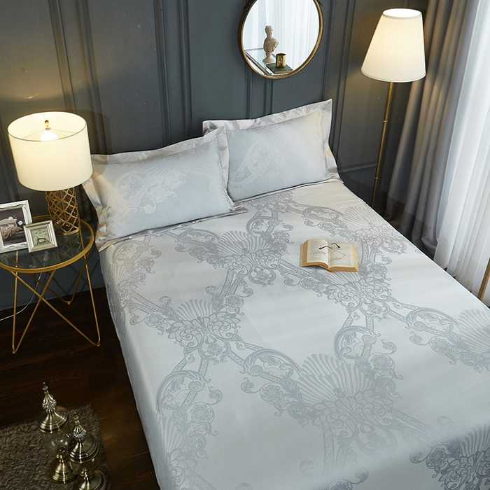 91家纺网 家纺一手货源 找家纺 威克凯丽 2025新款重磅七彩大提花纯竹纤维软凉席三件套 弗洛森