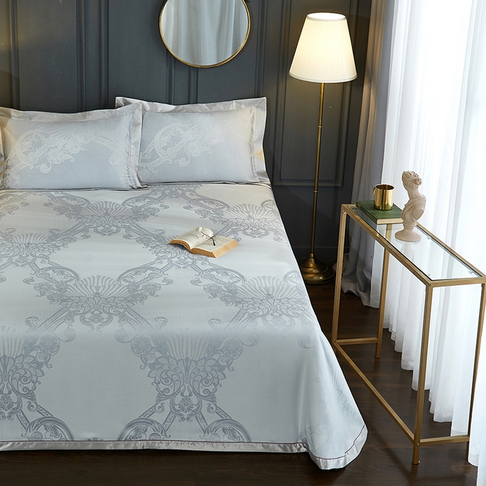 91家纺网 家纺一手货源 找家纺 威克凯丽 2025新款重磅七彩大提花纯竹纤维软凉席三件套 弗洛森