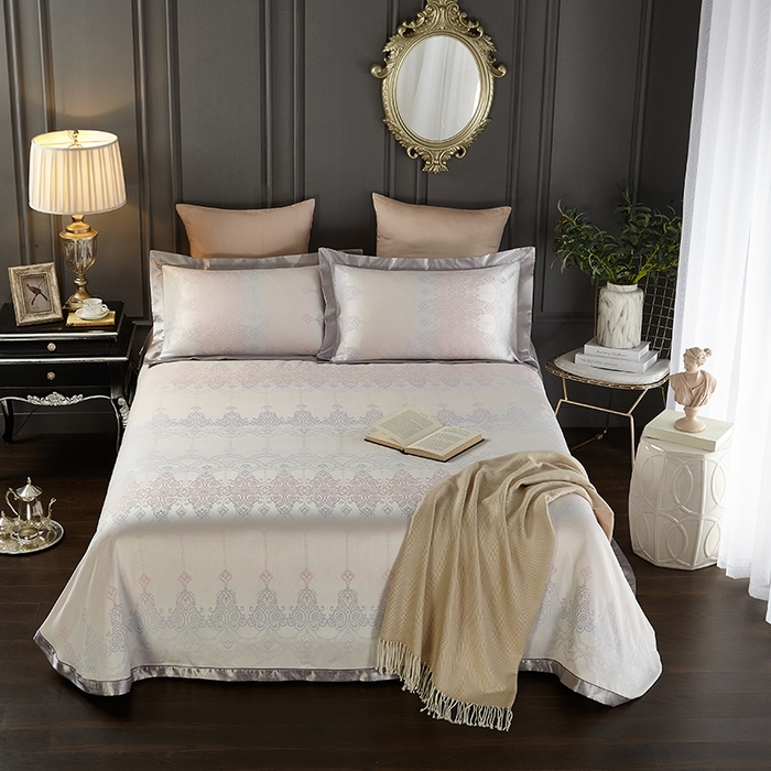 91家纺网 家纺一手货源 找家纺 威克凯丽 2025新款重磅七彩大提花纯竹纤维软凉席三件套 芙络斯