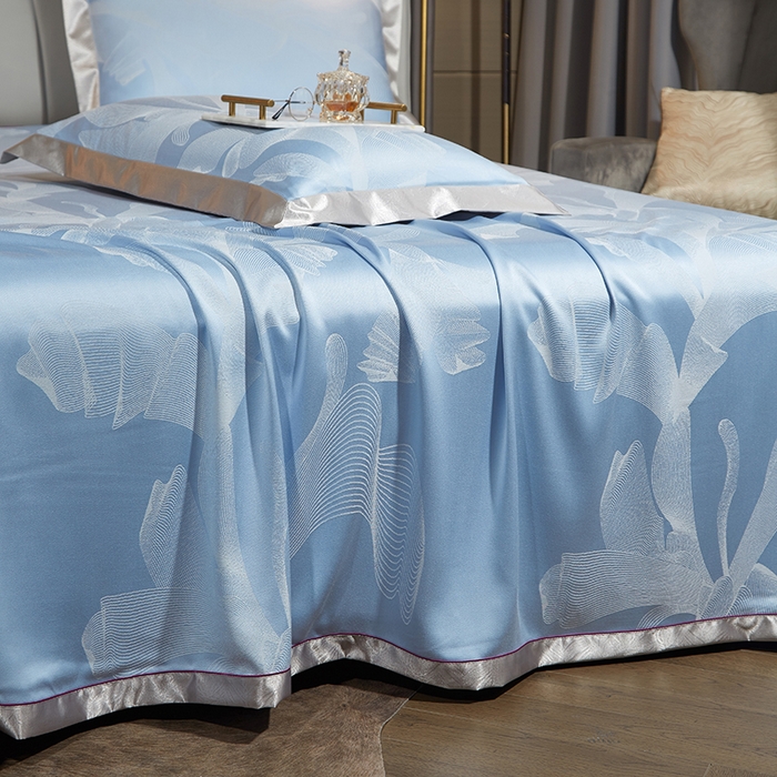 91家纺网 家纺一手货源 找家纺 威克凯丽 2025新款重磅七彩大提花纯竹纤维软凉席三件套 贵族品味