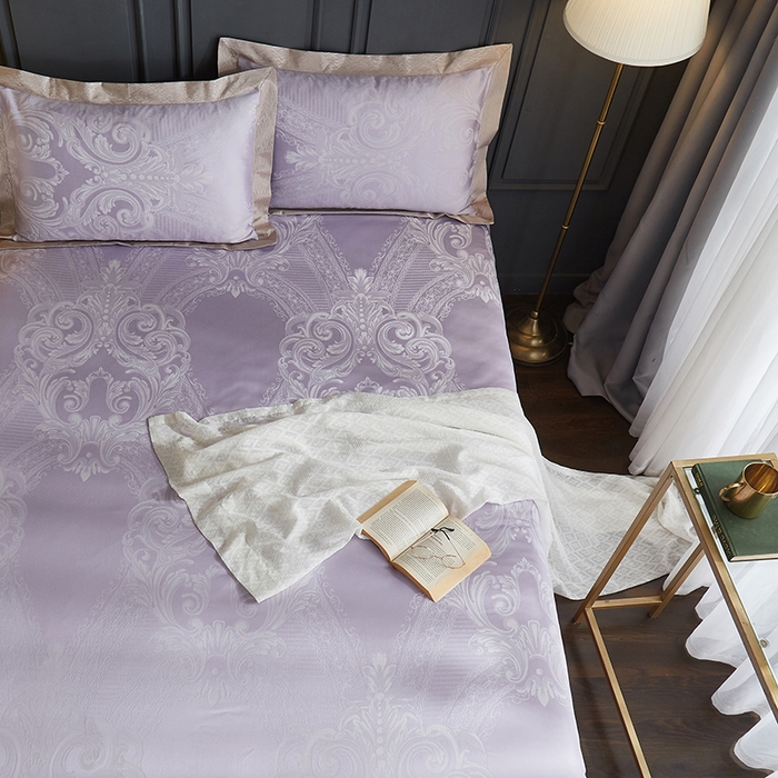 91家纺网 家纺一手货源 找家纺 威克凯丽 2025新款重磅七彩大提花纯竹纤维软凉席三件套 浪漫巴黎