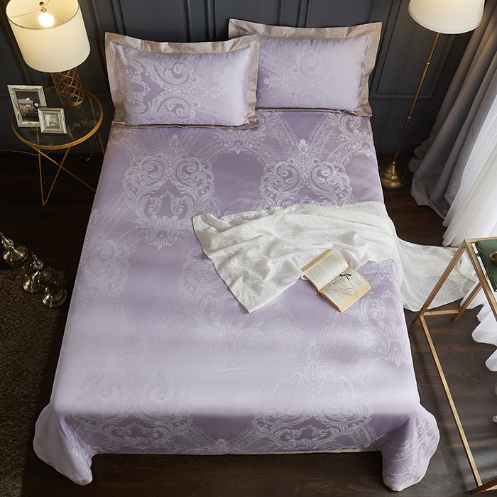 91家纺网 家纺一手货源 找家纺 威克凯丽 2025新款重磅七彩大提花纯竹纤维软凉席三件套 浪漫巴黎