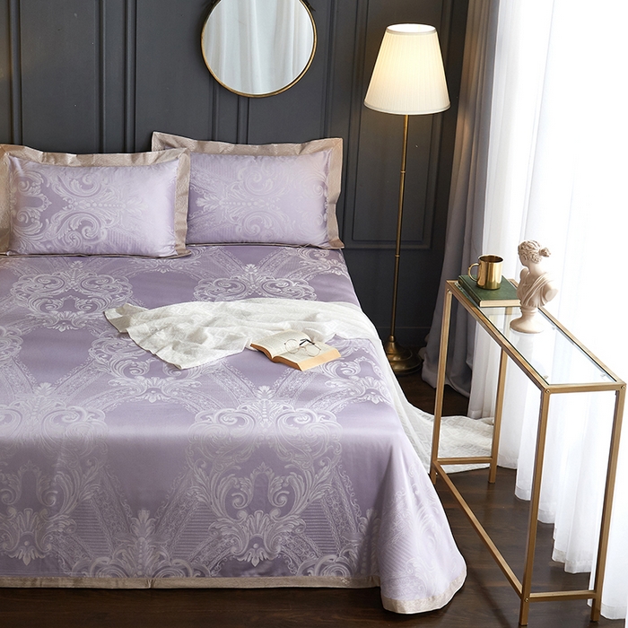 91家纺网 家纺一手货源 找家纺 威克凯丽 2025新款重磅七彩大提花纯竹纤维软凉席三件套 浪漫巴黎