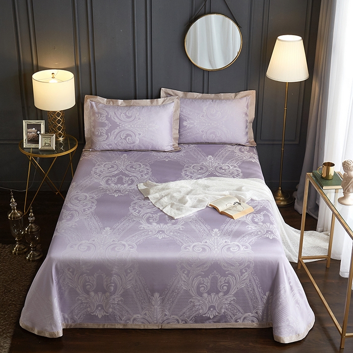 91家纺网 家纺一手货源 找家纺 威克凯丽 2025新款重磅七彩大提花纯竹纤维软凉席三件套 浪漫巴黎