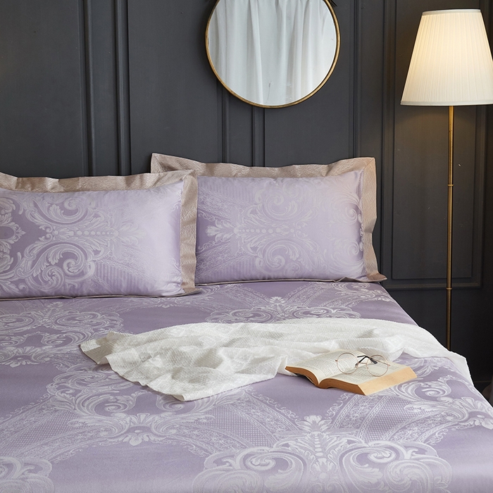 91家纺网 家纺一手货源 找家纺 威克凯丽 2025新款重磅七彩大提花纯竹纤维软凉席三件套 浪漫巴黎