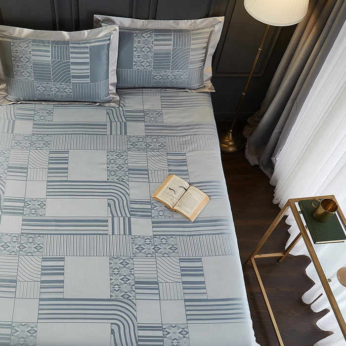 91家纺网 家纺一手货源 找家纺 威克凯丽 2025新款重磅七彩大提花纯竹纤维软凉席三件套 灵动空间