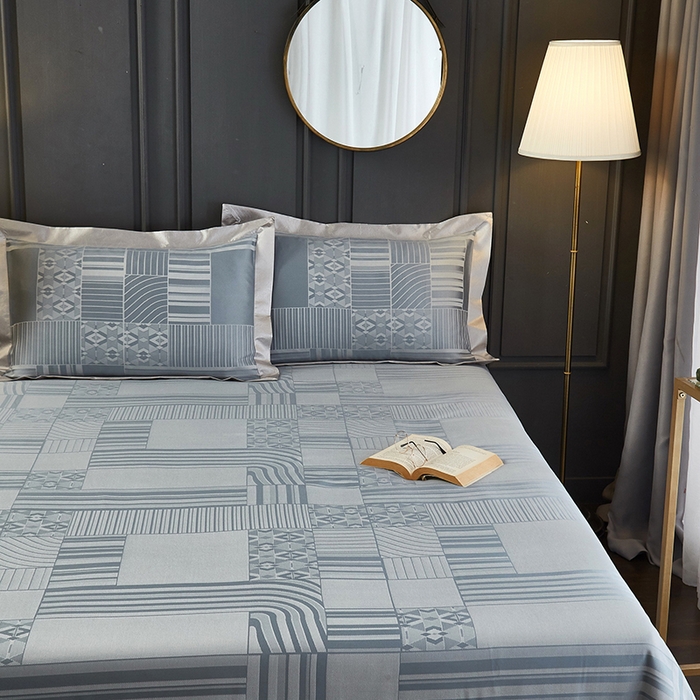 91家纺网 家纺一手货源 找家纺 威克凯丽 2025新款重磅七彩大提花纯竹纤维软凉席三件套 灵动空间