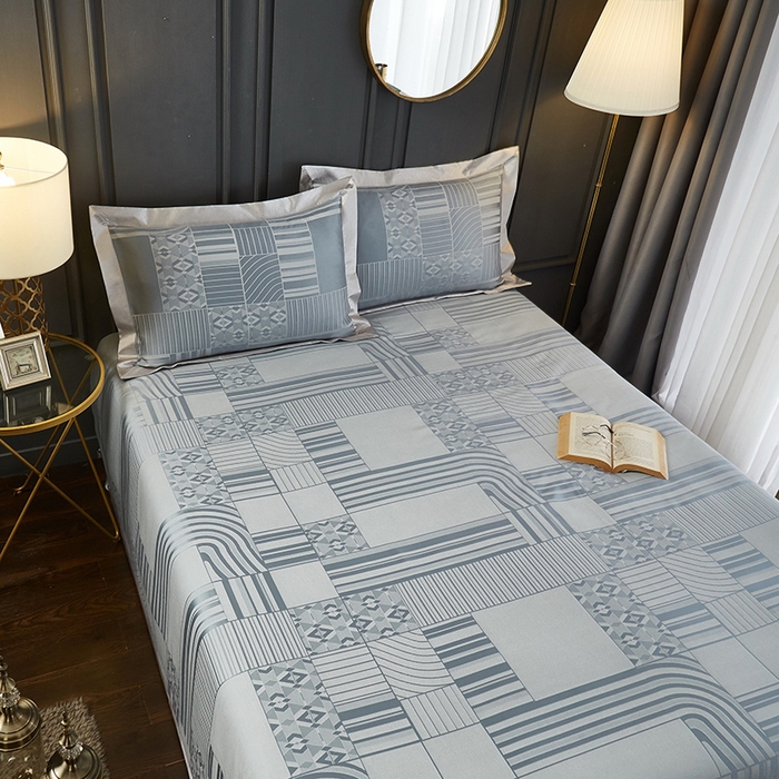 91家纺网 家纺一手货源 找家纺 威克凯丽 2025新款重磅七彩大提花纯竹纤维软凉席三件套 灵动空间