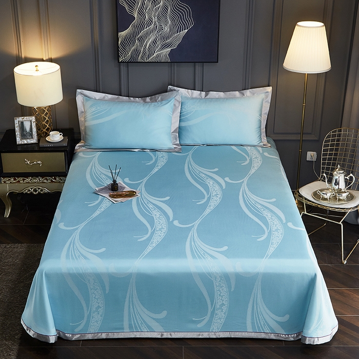 91家纺网 家纺一手货源 找家纺 威克凯丽 2025新款重磅七彩大提花纯竹纤维软凉席三件套 欧时列-