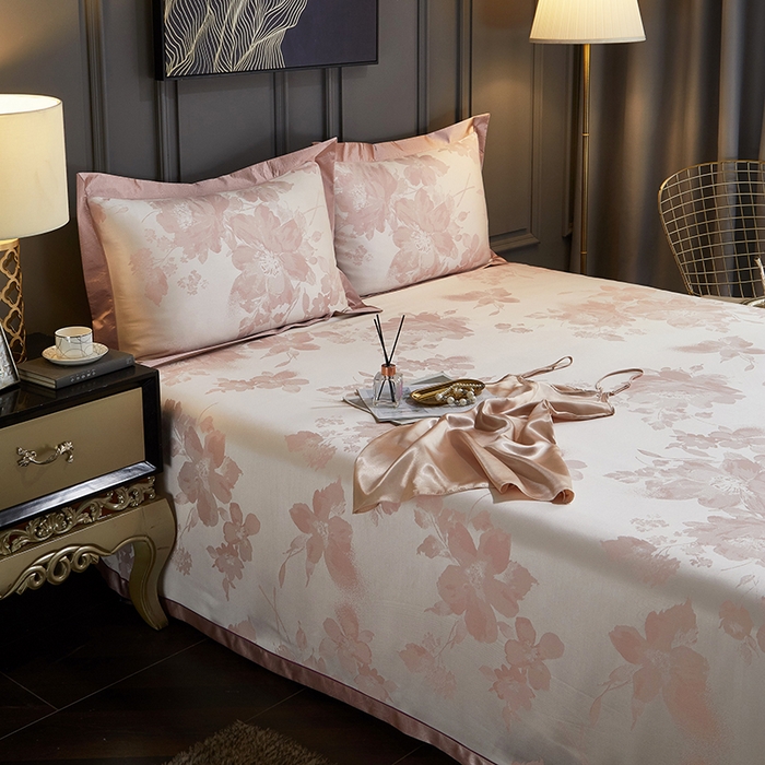 91家纺网 家纺一手货源 找家纺 威克凯丽 2025新款重磅七彩大提花纯竹纤维软凉席三件套 温婉佳人