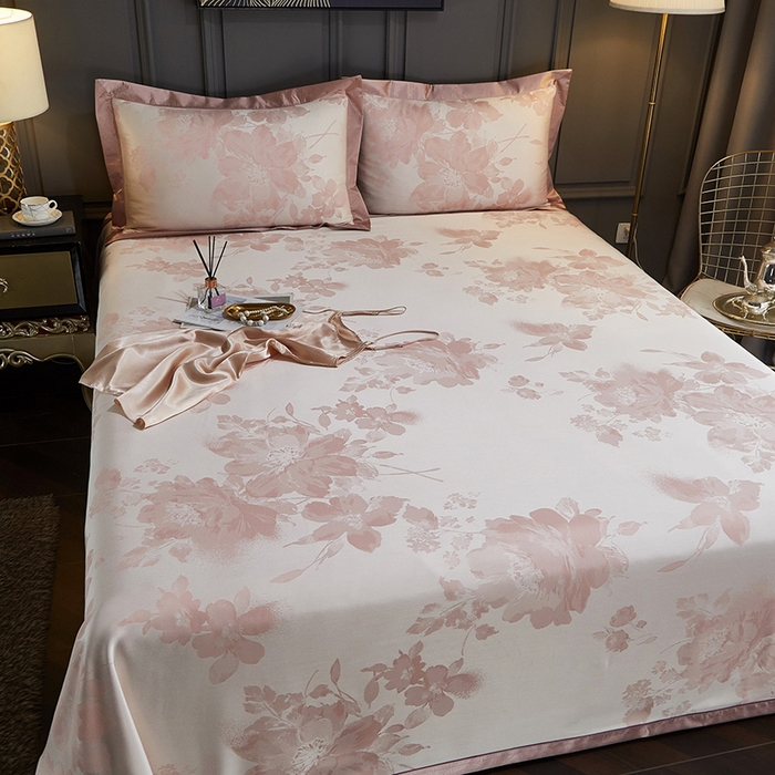 91家纺网 家纺一手货源 找家纺 威克凯丽 2025新款重磅七彩大提花纯竹纤维软凉席三件套 温婉佳人