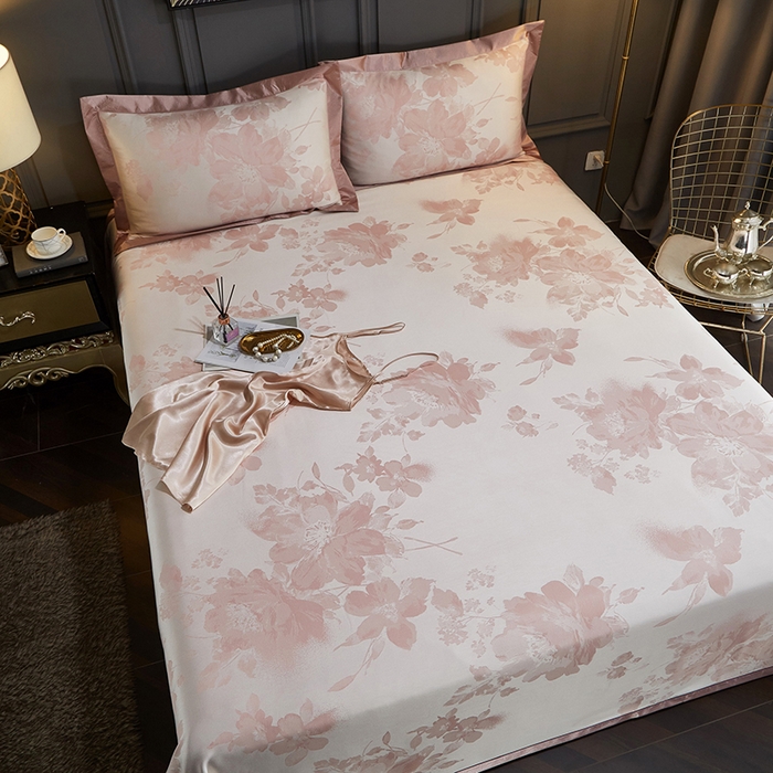 91家纺网 家纺一手货源 找家纺 威克凯丽 2025新款重磅七彩大提花纯竹纤维软凉席三件套 温婉佳人