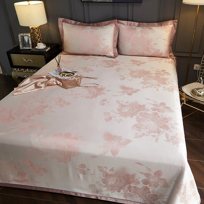 91家纺网 家纺一手货源 找家纺 威克凯丽 2025新款重磅七彩大提花纯竹纤维软凉席三件套 温婉佳人