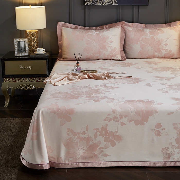 91家纺网 家纺一手货源 找家纺 威克凯丽 2025新款重磅七彩大提花纯竹纤维软凉席三件套 温婉佳人