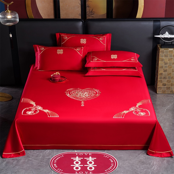 91家纺网 家纺一手货源 找家纺 （总）千禧家纺 2025新款长绒棉绣花婚庆三件套