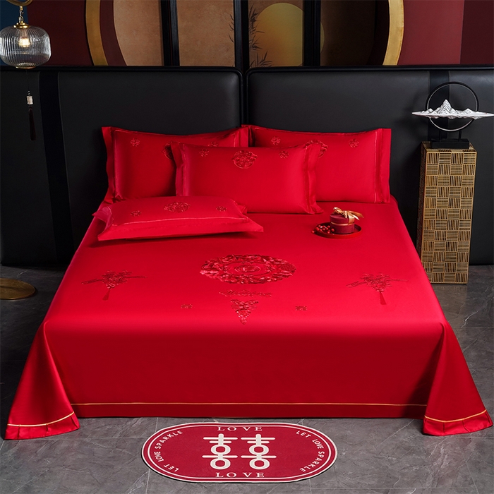 91家纺网 家纺一手货源 找家纺 （总）千禧家纺 2025新款长绒棉绣花婚庆三件套