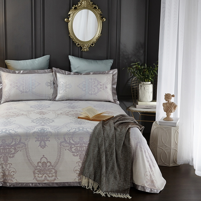 91家纺网 家纺一手货源 找家纺 威克凯丽 2025新款重磅七彩大提花纯竹纤维软凉席三件套 休斯顿