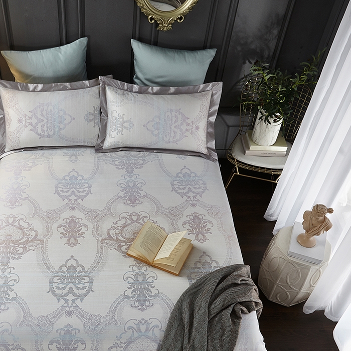 91家纺网 家纺一手货源 找家纺 威克凯丽 2025新款重磅七彩大提花纯竹纤维软凉席三件套 休斯顿