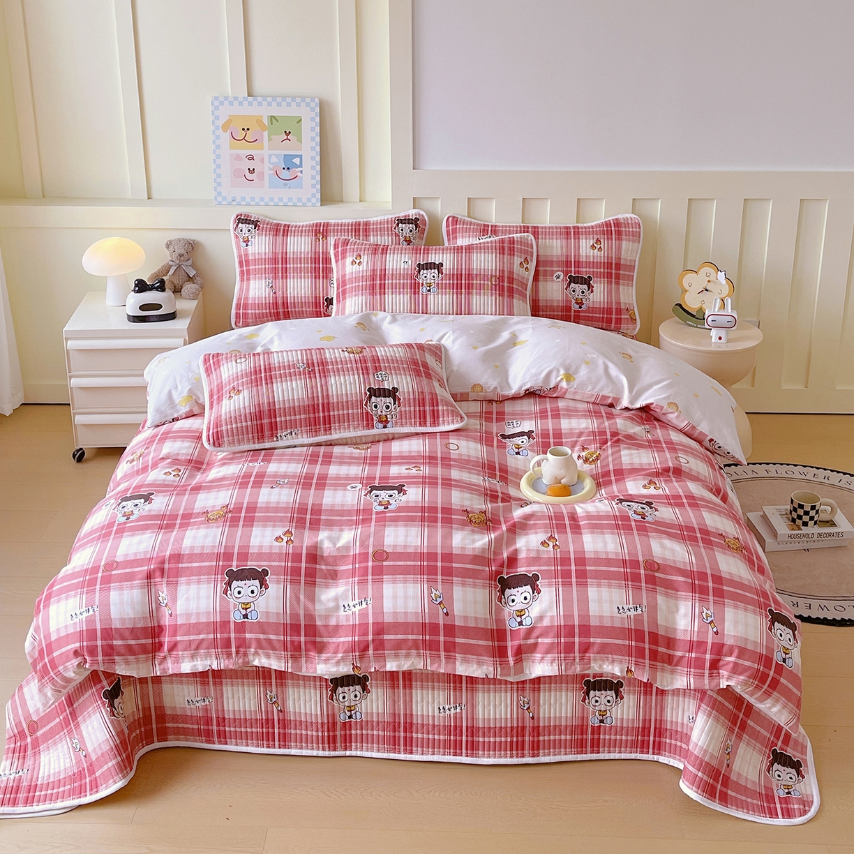 91家纺网 家纺一手货源 找家纺 金鑫汇家纺2025新款A类全棉印花床盖四件套 传奇哪吒·红