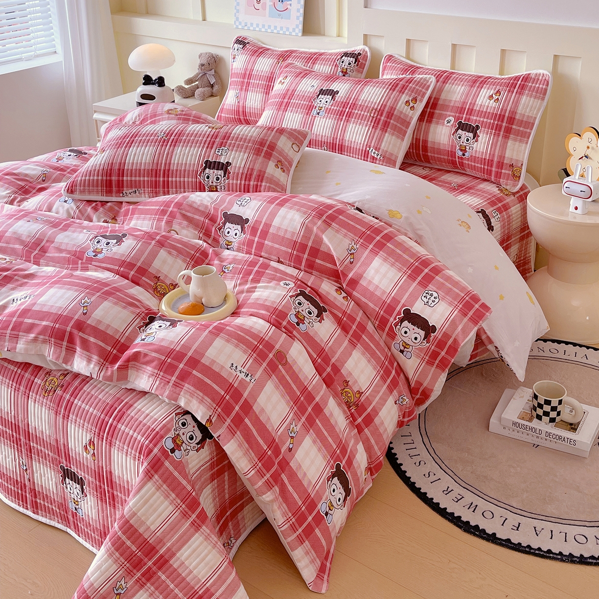 91家纺网 家纺一手货源 找家纺 金鑫汇家纺2025新款A类全棉印花床盖四件套 传奇哪吒·红