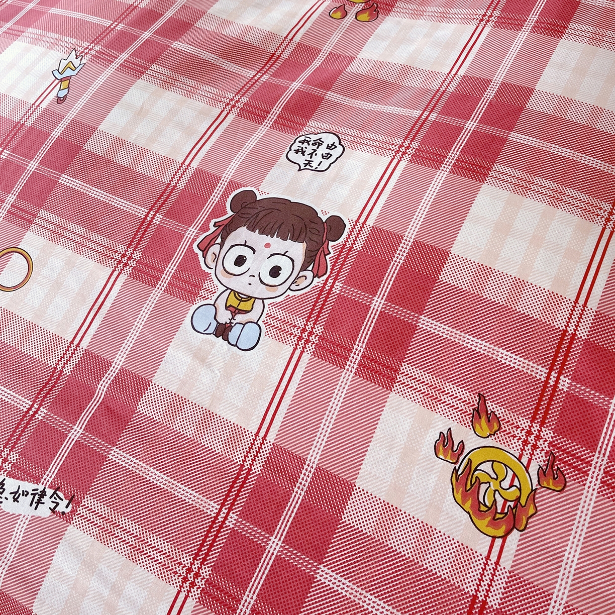 91家纺网 家纺一手货源 找家纺 金鑫汇家纺2025新款A类全棉印花床盖四件套 传奇哪吒·红