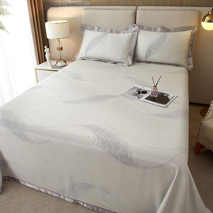 91家纺网 家纺一手货源 找家纺 威克凯丽 2025新款重磅七彩大提花纯竹纤维软凉席三件套 寻梦芳菲