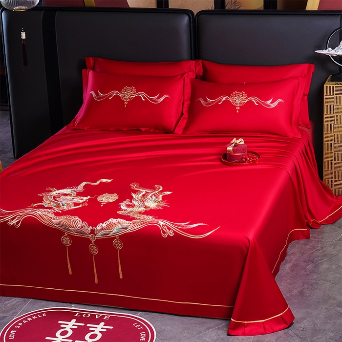 91家纺网 家纺一手货源 找家纺 （总）千禧家纺 2025新款长绒棉绣花婚庆三件套