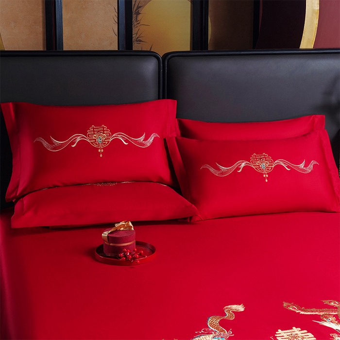 91家纺网 家纺一手货源 找家纺 （总）千禧家纺 2025新款长绒棉绣花婚庆三件套