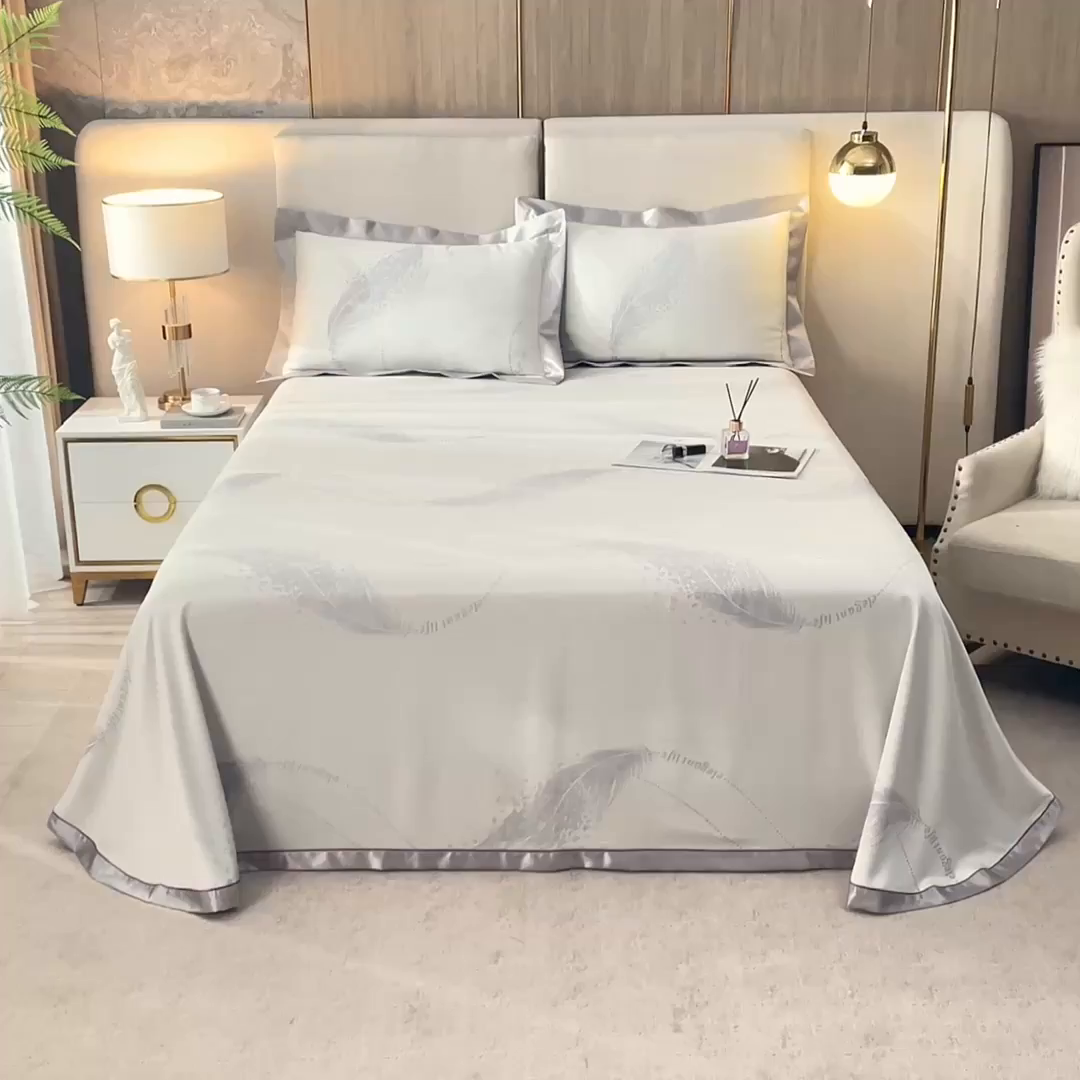 91家纺网 家纺一手货源 找家纺 威克凯丽 2025新款重磅七彩大提花纯竹纤维软凉席三件套 寻梦芳菲