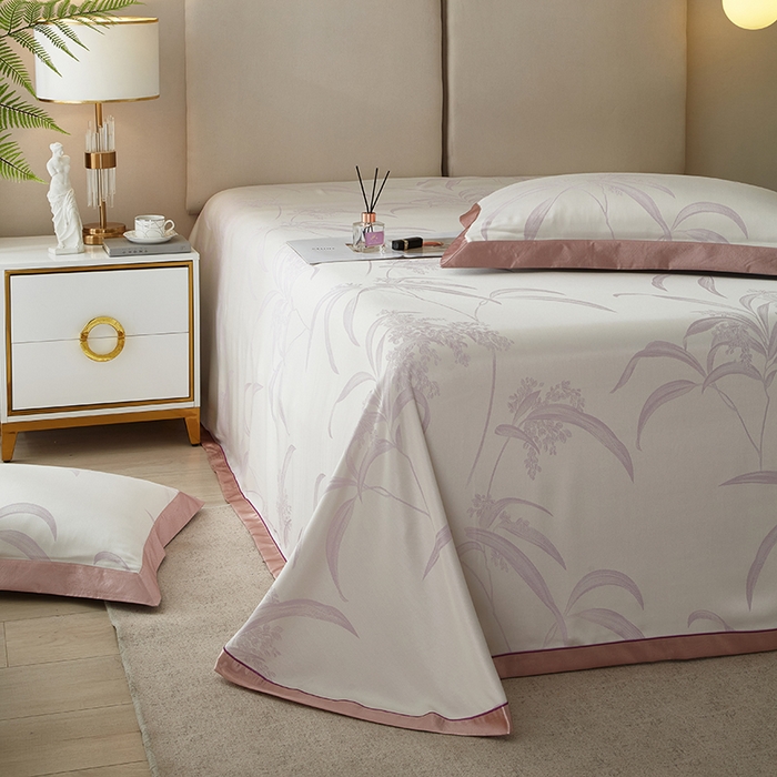 91家纺网 家纺一手货源 找家纺 威克凯丽 2025新款重磅七彩大提花纯竹纤维软凉席三件套 雅然