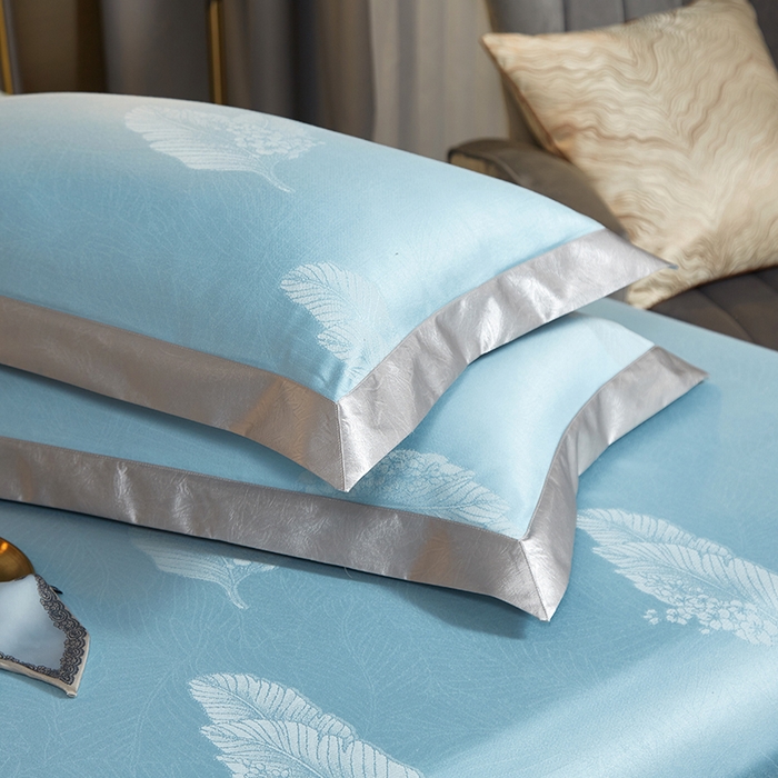 91家纺网 家纺一手货源 找家纺 威克凯丽 2025新款重磅七彩大提花纯竹纤维软凉席三件套 叶曼