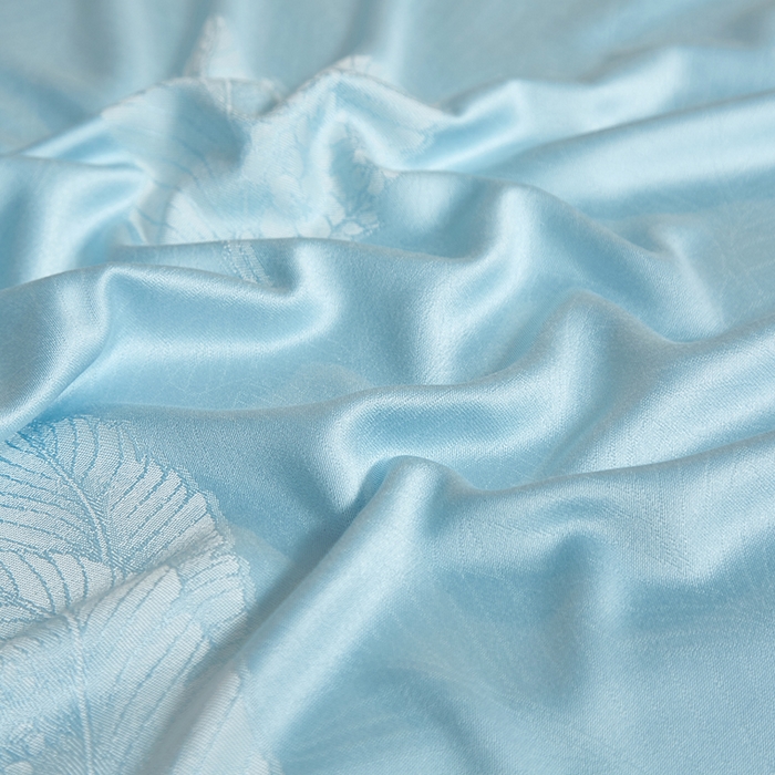 91家纺网 家纺一手货源 找家纺 威克凯丽 2025新款重磅七彩大提花纯竹纤维软凉席三件套 叶曼