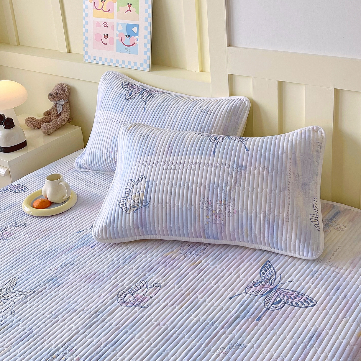 91家纺网 家纺一手货源 找家纺 金鑫汇家纺2025新款A类全棉印花床盖四件套 梦蝶