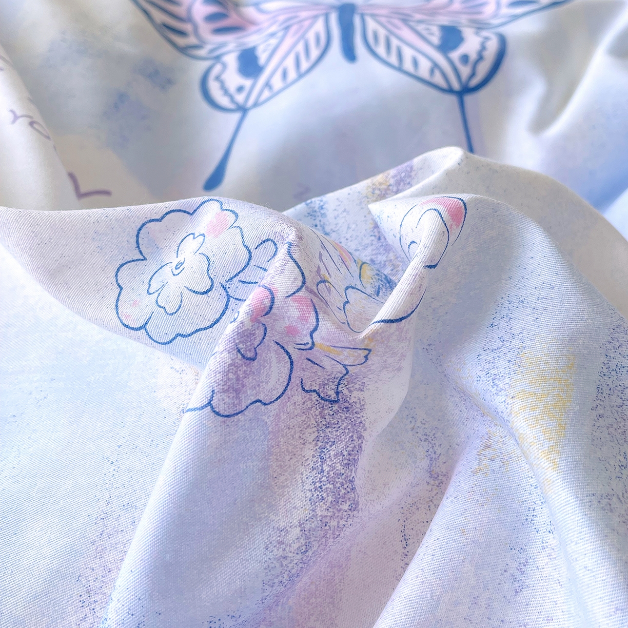 91家纺网 家纺一手货源 找家纺 金鑫汇家纺2025新款A类全棉印花床盖四件套 梦蝶