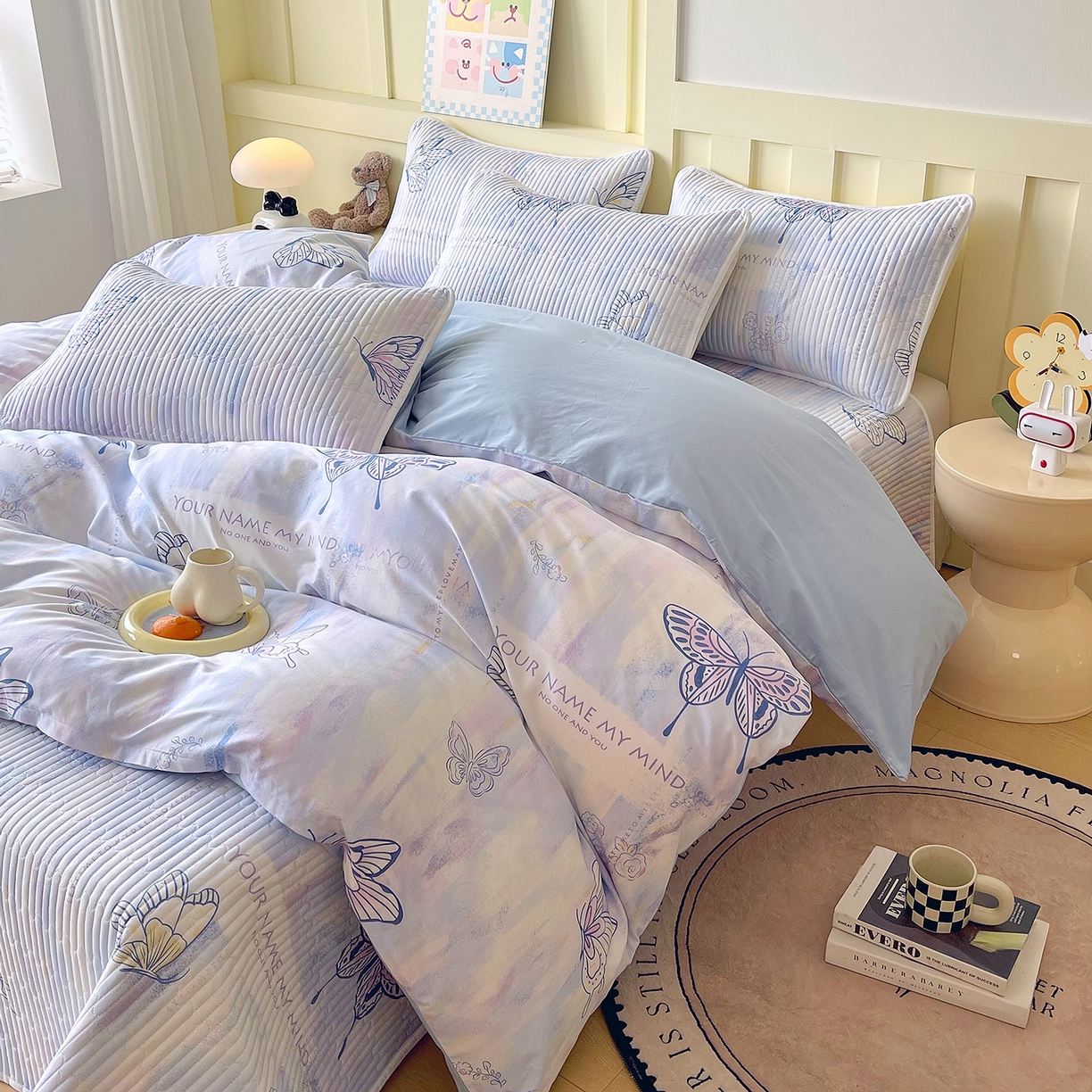 91家纺网 家纺一手货源 找家纺 金鑫汇家纺2025新款A类全棉印花床盖四件套 梦蝶