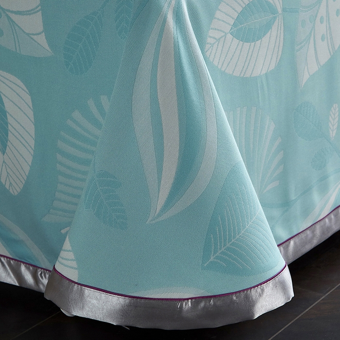 91家纺网 家纺一手货源 找家纺 威克凯丽 2025新款重磅七彩大提花纯竹纤维软凉席三件套 叶语谣香-绿