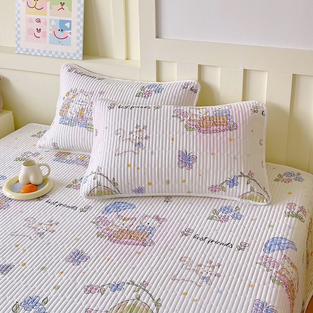 91家纺网 家纺一手货源 找家纺 金鑫汇家纺2025新款A类全棉印花床盖四件套 喵喵日记