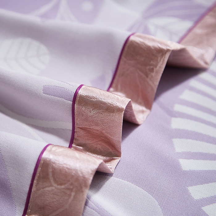 91家纺网 家纺一手货源 找家纺 威克凯丽 2025新款重磅七彩大提花纯竹纤维软凉席三件套 叶语谣香-紫