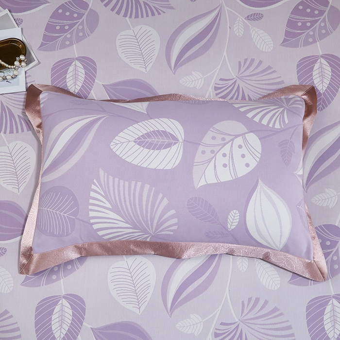 91家纺网 家纺一手货源 找家纺 威克凯丽 2025新款重磅七彩大提花纯竹纤维软凉席三件套 叶语谣香-紫