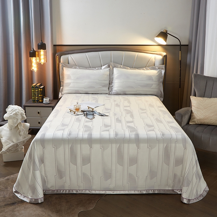 91家纺网 家纺一手货源 找家纺 威克凯丽 2025新款重磅七彩大提花纯竹纤维软凉席三件套 宜尚