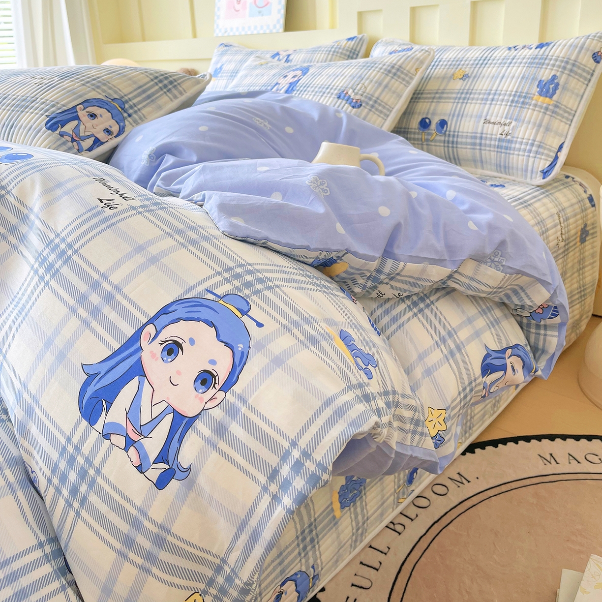 91家纺网 家纺一手货源 找家纺 金鑫汇家纺2025新款A类全棉印花床盖四件套 谦逊敖丙