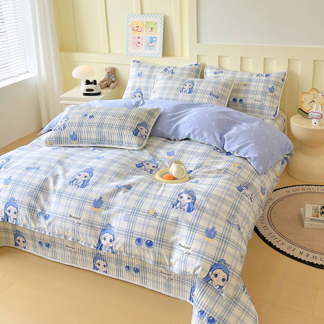 91家纺网 家纺一手货源 找家纺 金鑫汇家纺2025新款A类全棉印花床盖四件套 谦逊敖丙