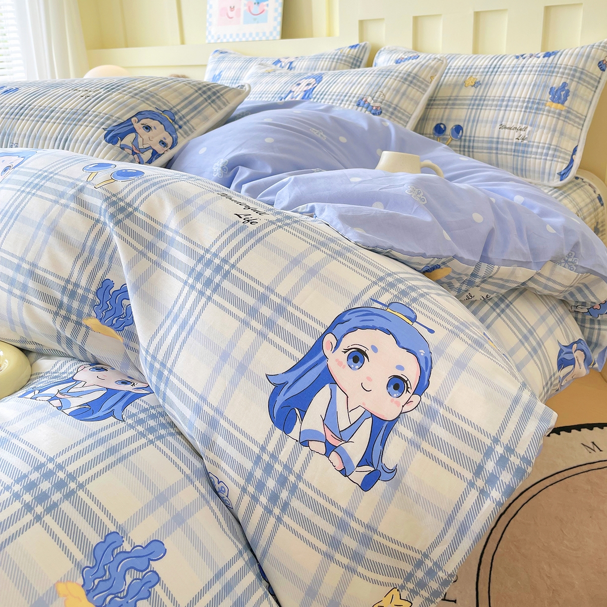 91家纺网 家纺一手货源 找家纺 金鑫汇家纺2025新款A类全棉印花床盖四件套 谦逊敖丙