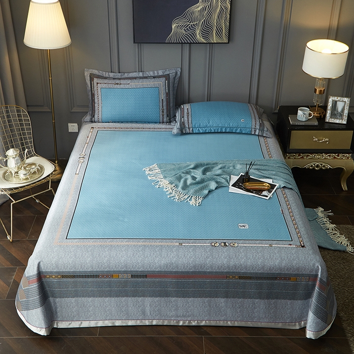 91家纺网 家纺一手货源 找家纺 威克凯丽 2025新款定位款竹语天丝软凉席三件套 爱玛