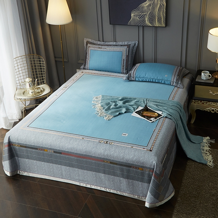 91家纺网 家纺一手货源 找家纺 威克凯丽 2025新款定位款竹语天丝软凉席三件套 爱玛