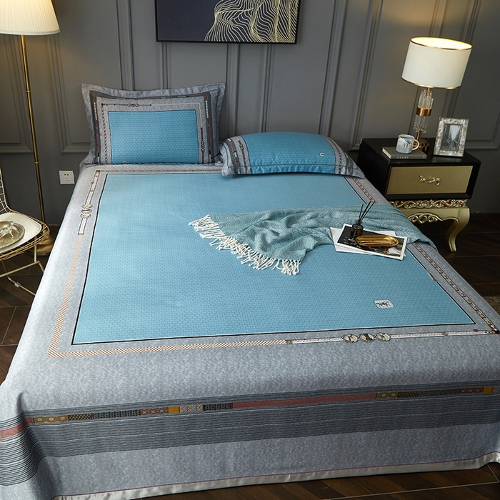 91家纺网 家纺一手货源 找家纺 威克凯丽 2025新款定位款竹语天丝软凉席三件套 爱玛