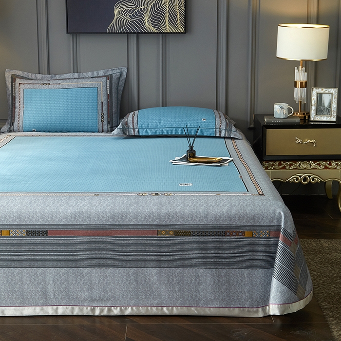 91家纺网 家纺一手货源 找家纺 威克凯丽 2025新款定位款竹语天丝软凉席三件套 爱玛