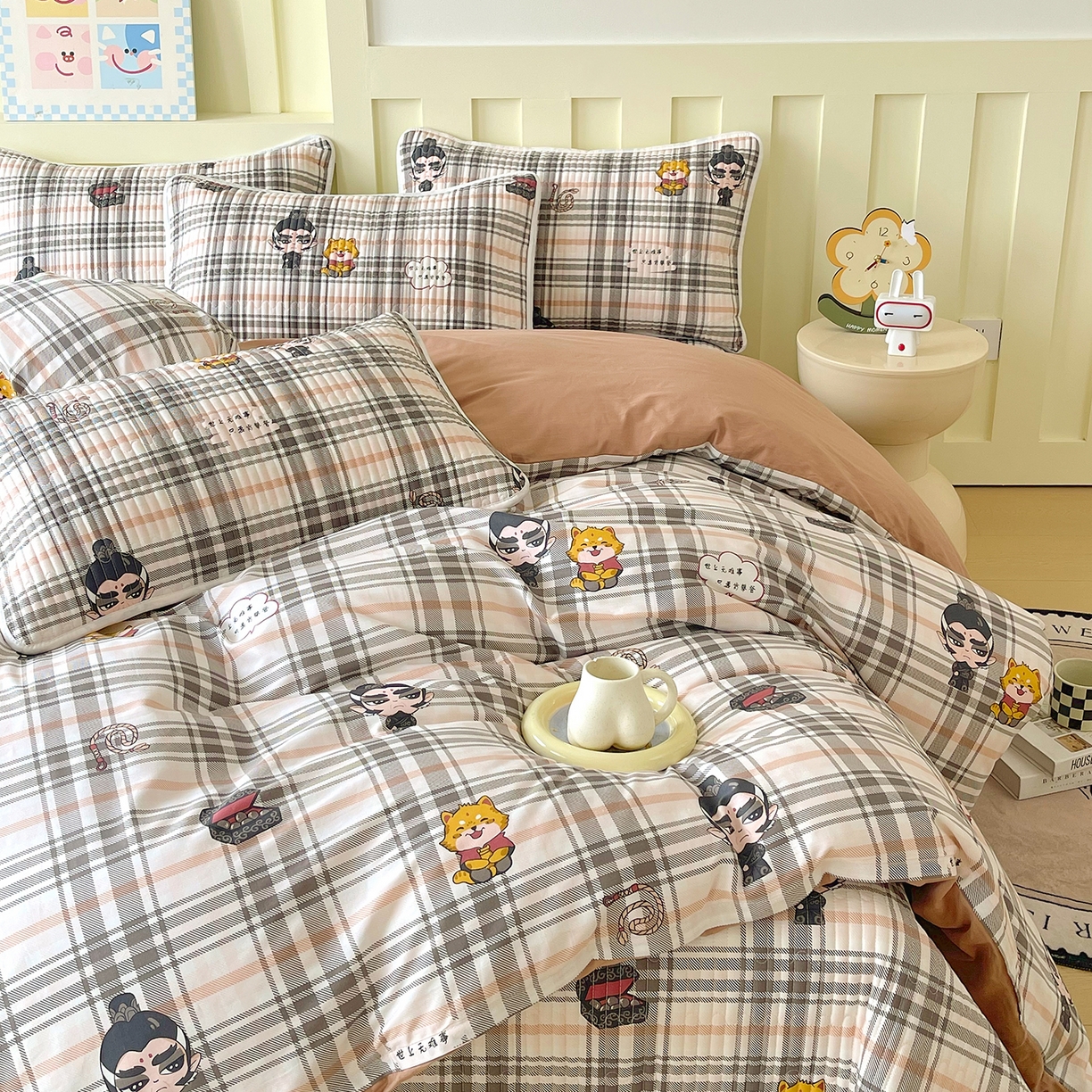 91家纺网 家纺一手货源 找家纺 金鑫汇家纺2025新款A类全棉印花床盖四件套 无畏申公豹·咖